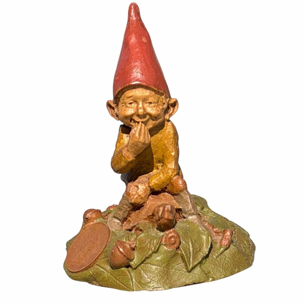 Tom Clark Eddie Gnome Figurine with COA #21 Vtg Cairn Studios Riding on Turtle